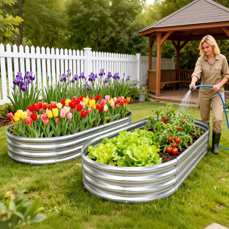 2Pcs Thickened Galvanized Oval - Raised Garden Bed review and price